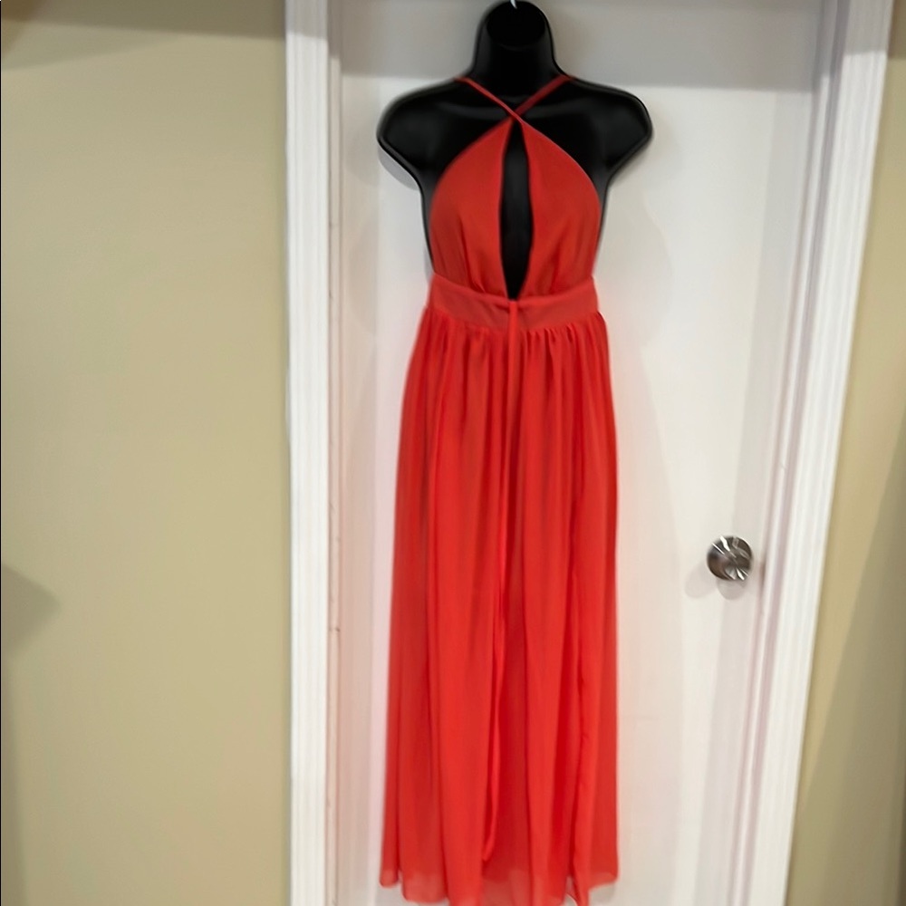 Basic Editions Red Halter Maxi Dress for Prom